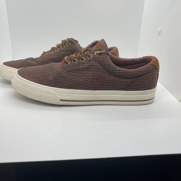 Ralph Lauren POLO Vaughn Plaid Brown Pattern sz7.5 - Picture 7 of 9